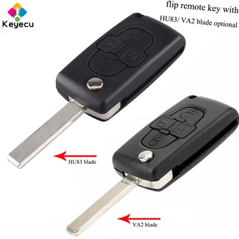 

KEYECU Replacement Flip Remote Control Key With 4 Buttons & ASK 433MHz & ID46 (PCF7941A) Chip - FOB for Peugeot 1007 Citroen C8
