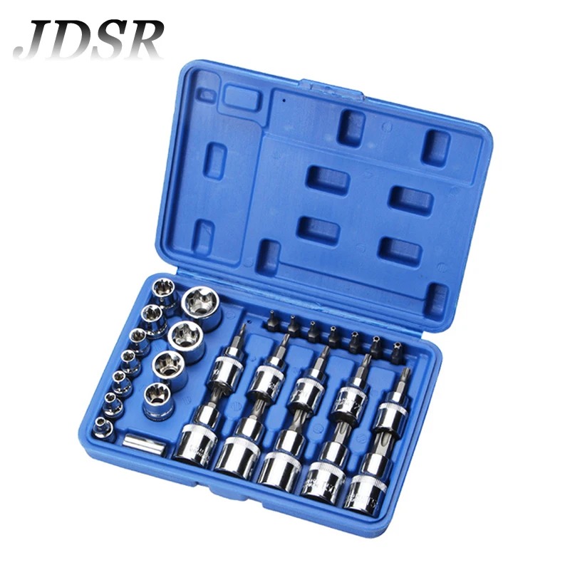 

JDSR 30Pcs Ratchet Socket Wrench Socket Adapter Chrome Spanner Set Converter Drive Reducer Air Impact Craftsman Hand Tool Set
