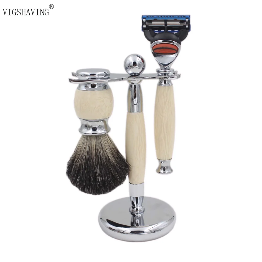 VIGSHAVING Luxury Pure Badger Men Shaving Set&Kits 5Blade Razorin Hair Removal Cream from