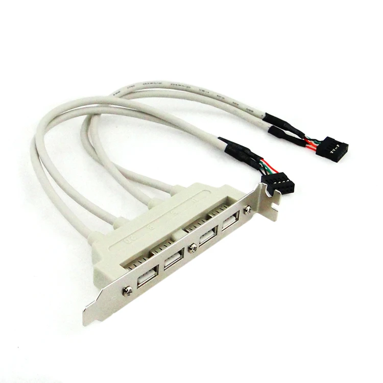 1pc PCI 4 ports usb 2.0 female screw to motherboard 9pin header cable