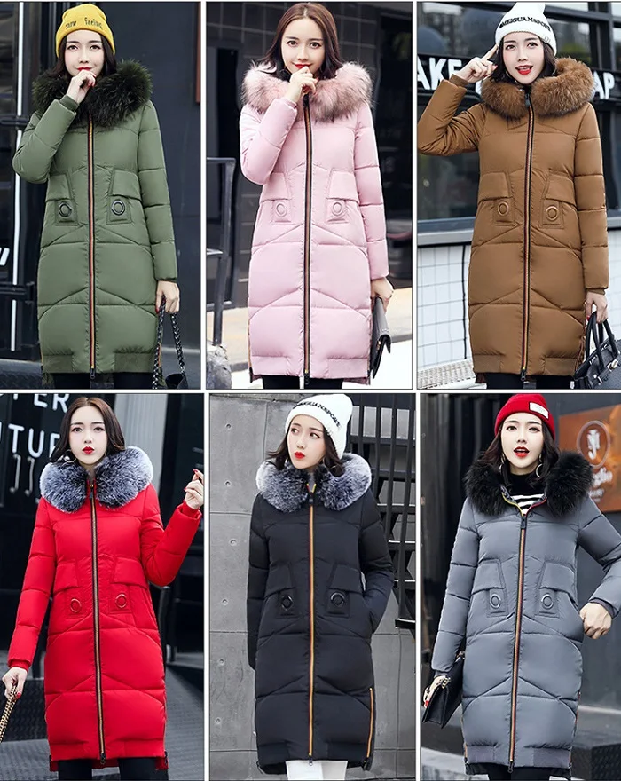 2017 New winter coat women long jacket Collar Hooded Woman Parka Womens cotton padded Coats Thick Jacket+17 (2)