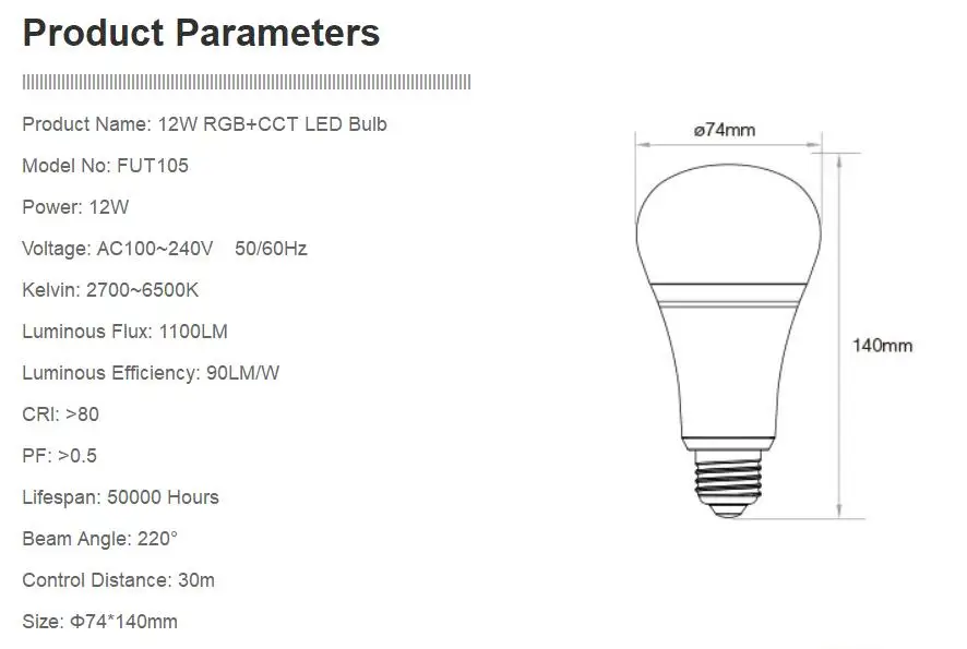 MiLight AC85V-265V 110 В 220 В E27 E14 GU10 MR16 4 Вт 5 Вт 6 Вт 9 Вт 12 Вт RGB + CCT Светодиодная лампа работает с Mi light Дистанционное приложение для мобильного телефона