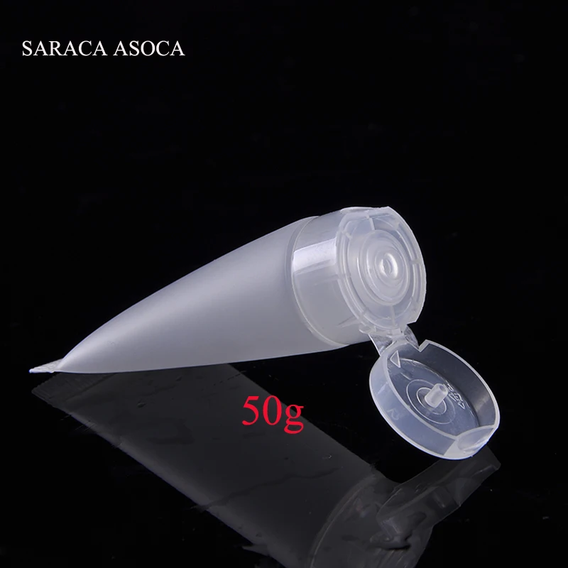 100 개/몫 50g 투명 소프트 튜브 50ml 빈 얼굴 세척 병