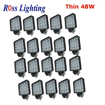 

20PCS Thin 48W LED Work Light Spot Flood 4inch for Motorcycle Driving Offroad Boat Car Tractor Truck 4x4 SUV ATV Flood 12V