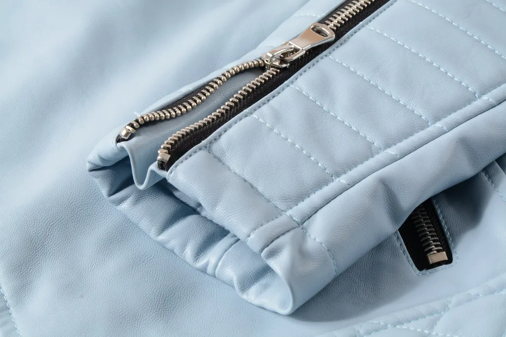 2020 New Fashion Women Soft Faux Leather PU Jackets and Coats Lady Motorcyle Zippers Biker Black Spliced Street Outerwear