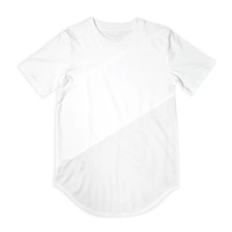 Простая спортивная мужская хлопковая Лоскутная сетчатая Рашгард Мужская футболка для бега Спортивная футболка для фитнеса Спортивная футболка облегающая футболка для спортзала - Цвет: Белый