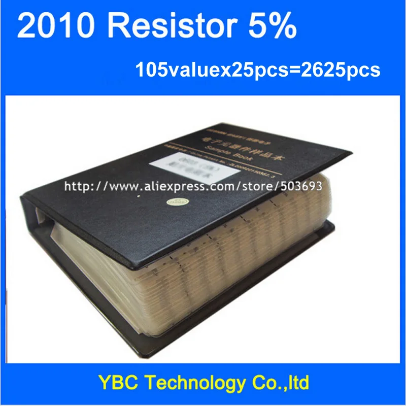 

Free shipping 2010 SMD Resistor Sample Book 5% Tolerance 105valuesx25pcs=2625pcs Resistor Kit 0R~10M