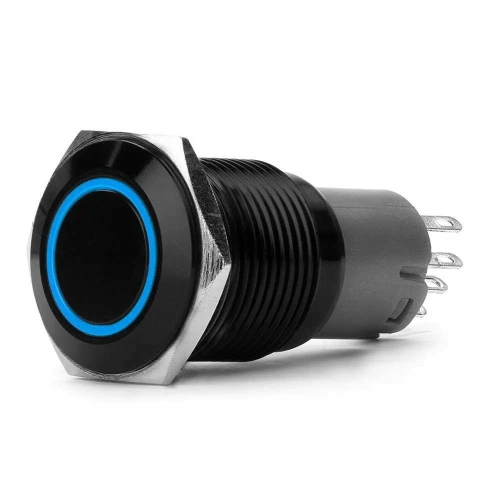 5 шт. DC12V 16 мм 5/8 &quotсинее кольцо Led металлический Мгновенный кнопочный