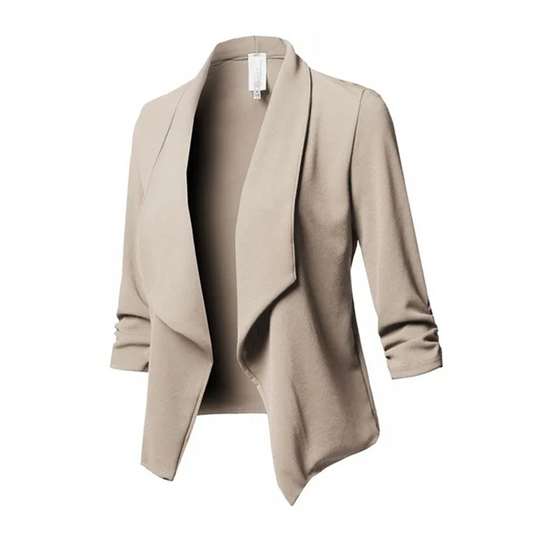 Autumn Casual jacket Women 2018 Blend Coat Slim Long Sleeve Pleated Solid Wild Small Plus Size Open Stitch 5xl