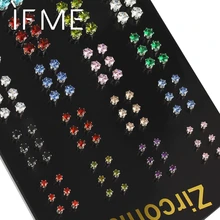 IF ME панковские серьги-гвоздики набор для женщин и мужчин унисекс серебряный цвет геометрический Круглый CZ кубический цирконий кристалл милый 5 размеров 10 цветов