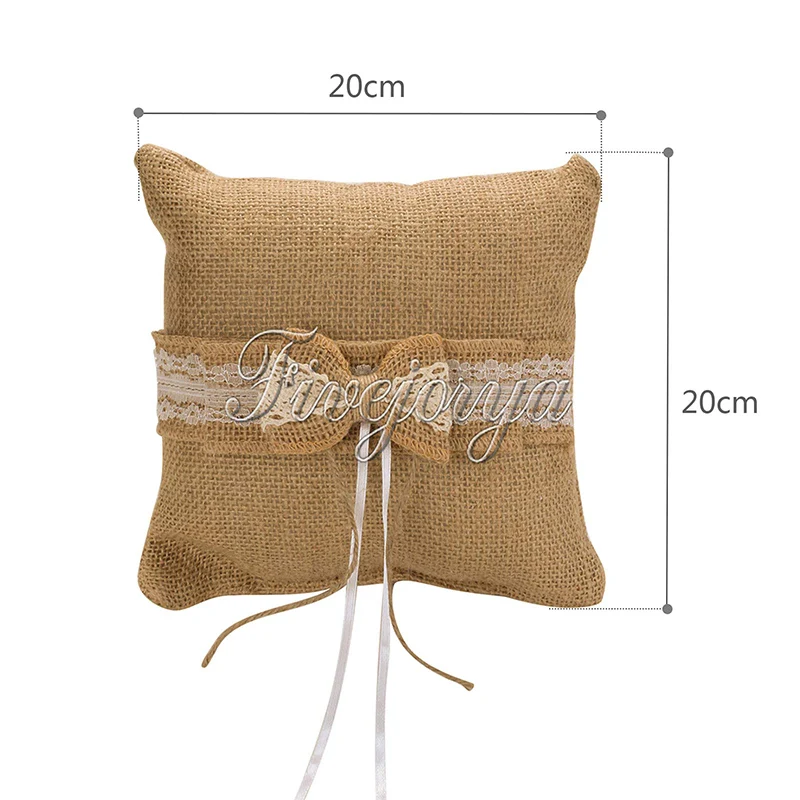 1Piece 20cm x 20cm Burlap Wedding Ring Pillow With Lace Bowknot Ring Pillow Cushion for Home Party Decor Wedding Supplies 1Piece 20cm x 20cm Burlap Wedding Ring Pillow With Lace Bowknot Ring Pillow Cushion for Home Party Decor Wedding Supplies