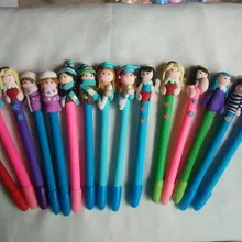 10 шт./партия, мягкая шариковая ручка с изображением Санта Клауса из мультфильма, милые Креативные Детские наградные Канцтовары, полимерная глина, подарки, ручка с логотипом