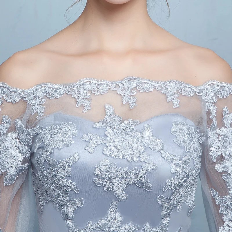 Robe de soiree 2020 серебристо серое вечернее платье со шнуровкой и открытыми плечами