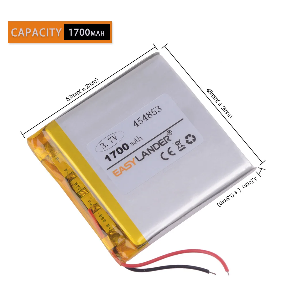 

3.7 V lithium polymer battery 454853 1700mah GPS navigation console MP3 instruments such as common battery