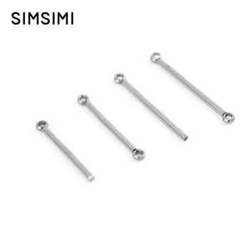

Simsim 20/25mm 0.8/1inch bar with loop holes Pins & needles with bail holes 1.5mm Stainless steel jewelry sticks 100pcs