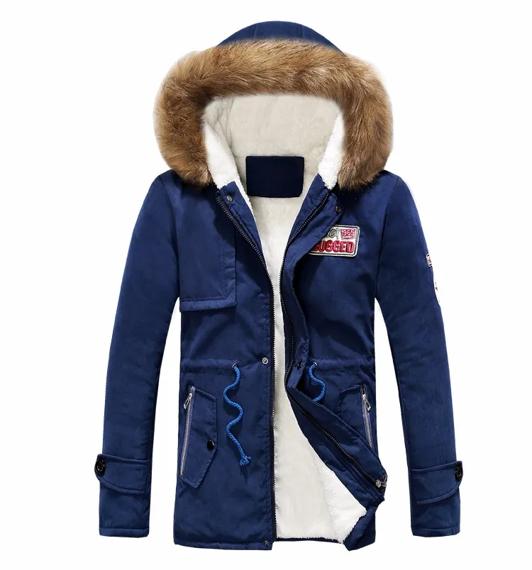 Зимняя парка, мужские пальто, Толстая теплая куртка, Мужская хлопковая верхняя одежда с капюшоном, теплое пальто, Топ плюс бархатная парная хлопковая парка, пальто - Цвет: Navy