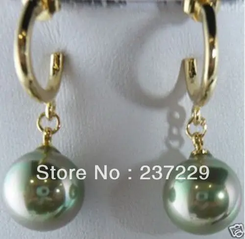 

Wholesale price FREE SHIPPING Classic Green Pearl Drape 18KGP Women Snap Closure Short Earring Studs Jewelry