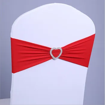 

30pcs Chair Sash Bands Spandex 15X35cm pink and red Stretch Lycra Chair Cover Sashes Bows with Diamond Ring for Weddings