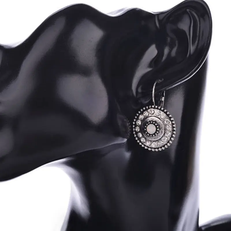 pendientes Brinco Fashion Classic Silver Color Alloy Full Crystal Round Shape Clip On Earrings Statement Jewelry Bijoux 2016 (2)