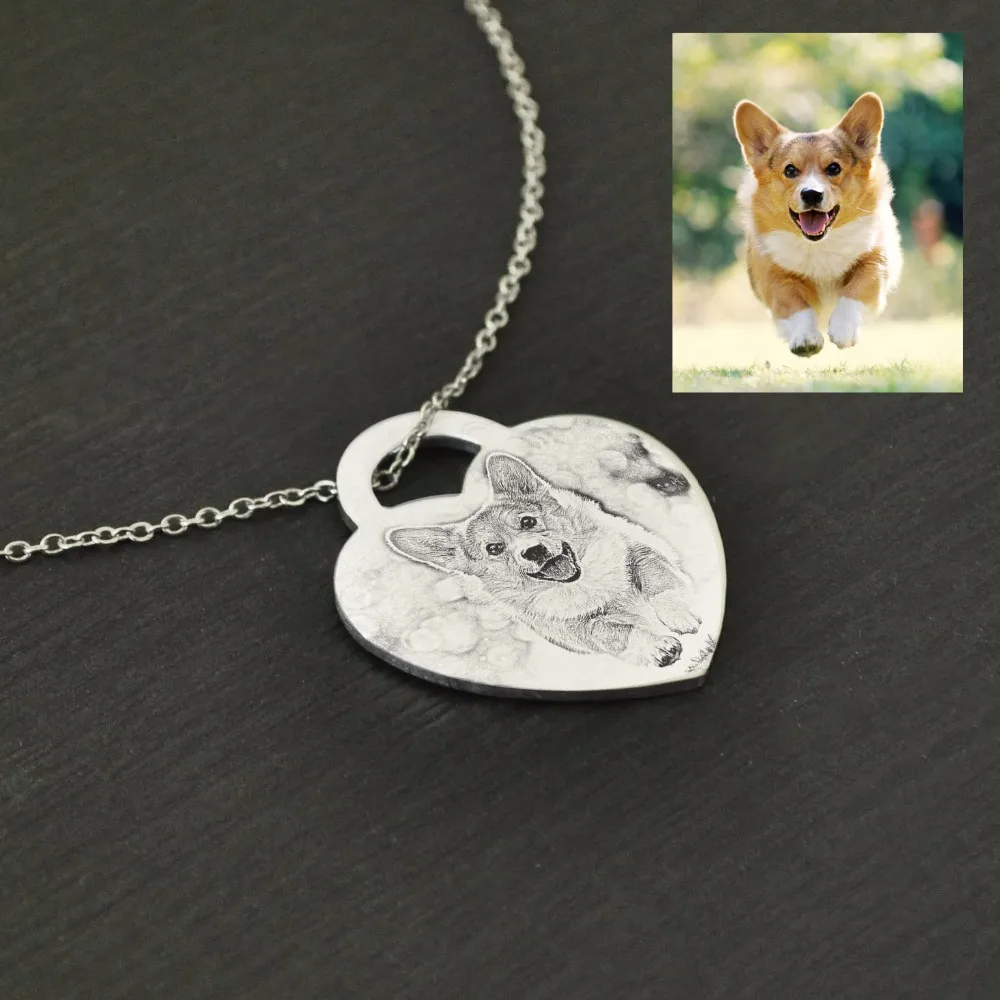 Персонализированное ожерелье для домашних животных, персонализированное ожерелье с фото, выгравированное фото на память, памятное ожерелье для кошек и собак, подарок для потери домашних животных