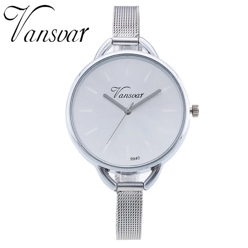

Vansvar Hot Fashion Colorful Dial Mesh Stainless Steel Silver Analog Quartz Women Wrist Watch Reloj Mujer Relogio Feminino