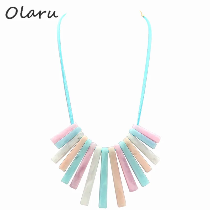 Olaru Jewelry Accessories Korea Nice Geometric Pendant Statement Beaded