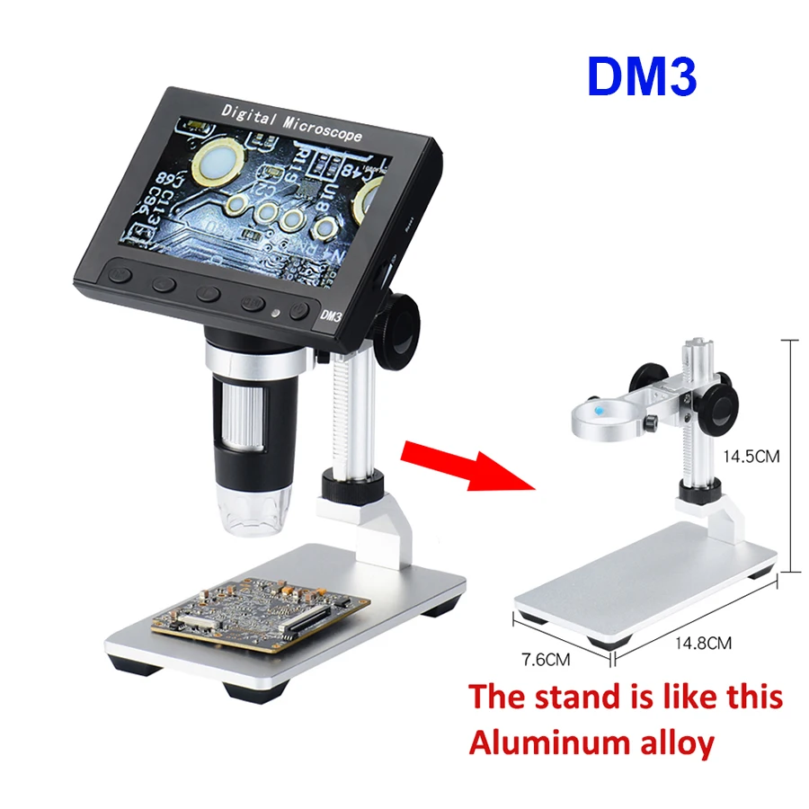 1000X цифровой USB микроскоп портативный электронный видео микроскоп для пайки чтения с 4," HD OLED экраном