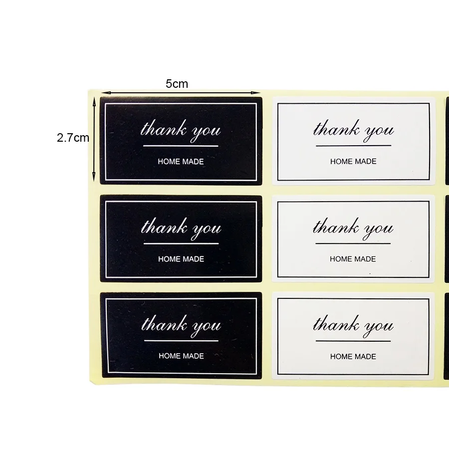 

600 Pcs/lot Cute Thank You Label Stickers black white Label Sticker Diameter For Diy Hand Made For Gift Cake Sealing Hang Tag