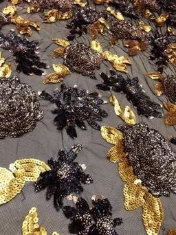 

gold African Lace Fabric 2018 French Sequins Net Lace new gold sequin fabric 5yard High Quality African Tulle Sequin Lace Fabric