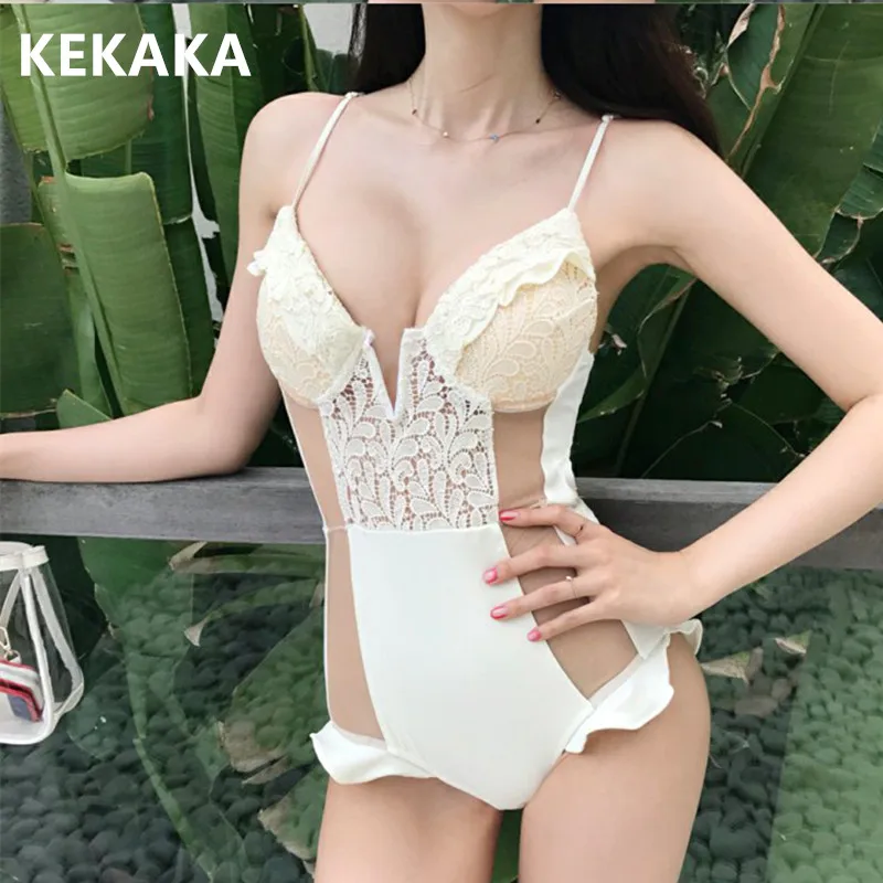 Женский слитный купальник KEKAKA черный/бежевый винтажный купальный костюм с