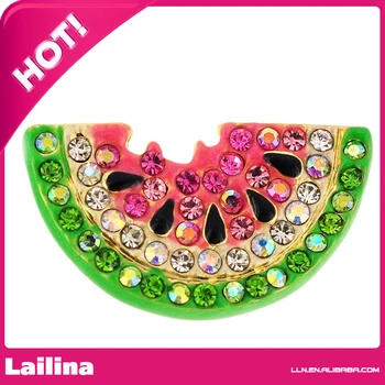 

fashion Pink Watermelon Crystal Pin Brooch gold tone