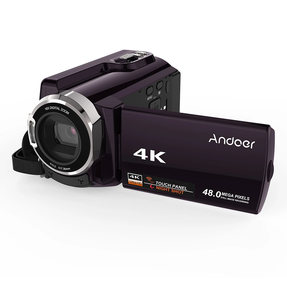 Coffee Andoer HDV-534K 4K 48MP WiFi цифровая видеокамера 1080P Full HD Novatek " емкостный сенсорный экран Поддержка 16X зум Распознавание лица - Цвет: Coffee