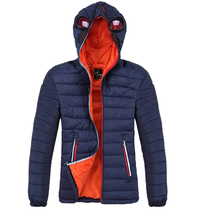 Водонепроницаемая зимняя мужская куртка с капюшоном на молнии, теплая ...