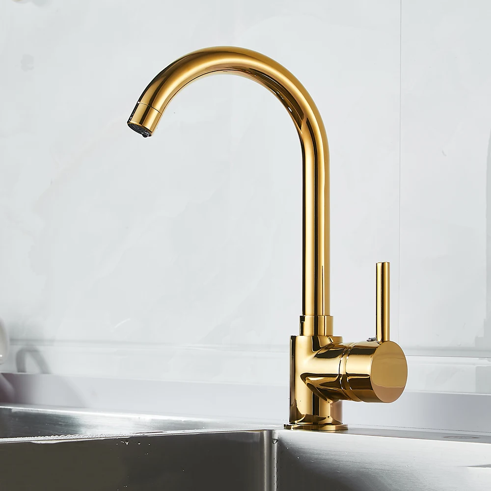 Luxury Gold Kitchen Faucet Gold Brass for Cold and Hot Mixer Tap Sink Faucet Vegetable Washing Basin Brushed Brass