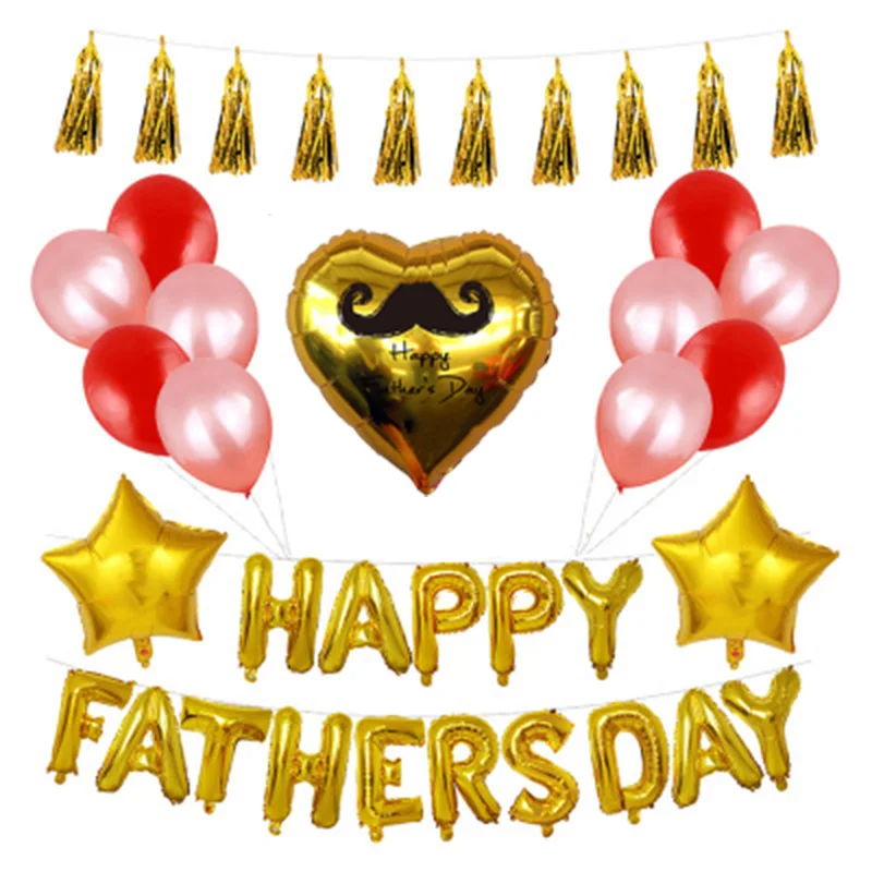 

happy father day decoration 16inch Aluminum Foil latex balloon 29pcs set