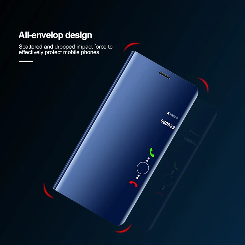 Умный прозрачный зеркальный чехол для Huawei Y5 Y6 Y7 Prime Y9 2018 флип Enjoy 8 Plus 7S Honor 7C Pro 7A