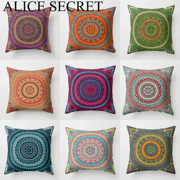 

India Mandala Pattern Polyester Colorful Throw Pillow Car Decor Home Decoration Sofa Decorative Pillow case