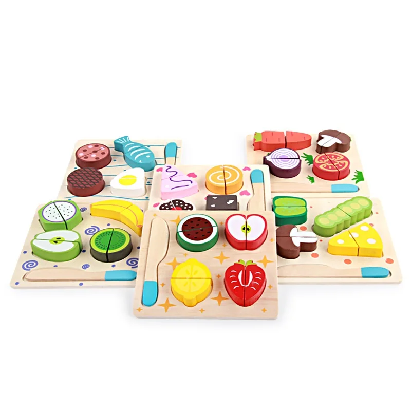 

Wooden Kitchen Toys Cutting Fruit Vegetable Jigsaw Puzzle Educational Toy Kids Wooden Kitchen Toy Gift Cooking Food Pretend Play