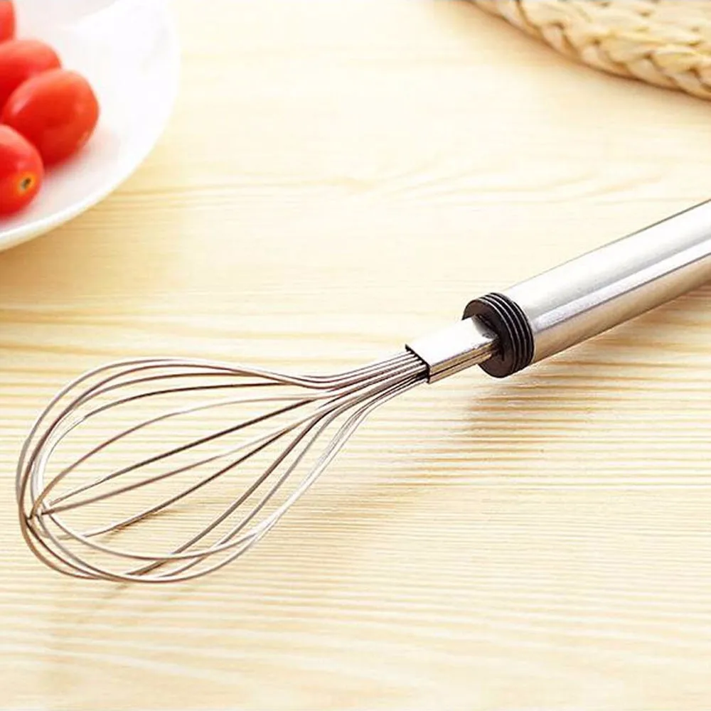 

Useful Silver Handle Stainless Steel Kitchen Mixer Egg Beater Whisk for Whipping Manual Milk Cream Whisk Stirring Egg Tools L*5