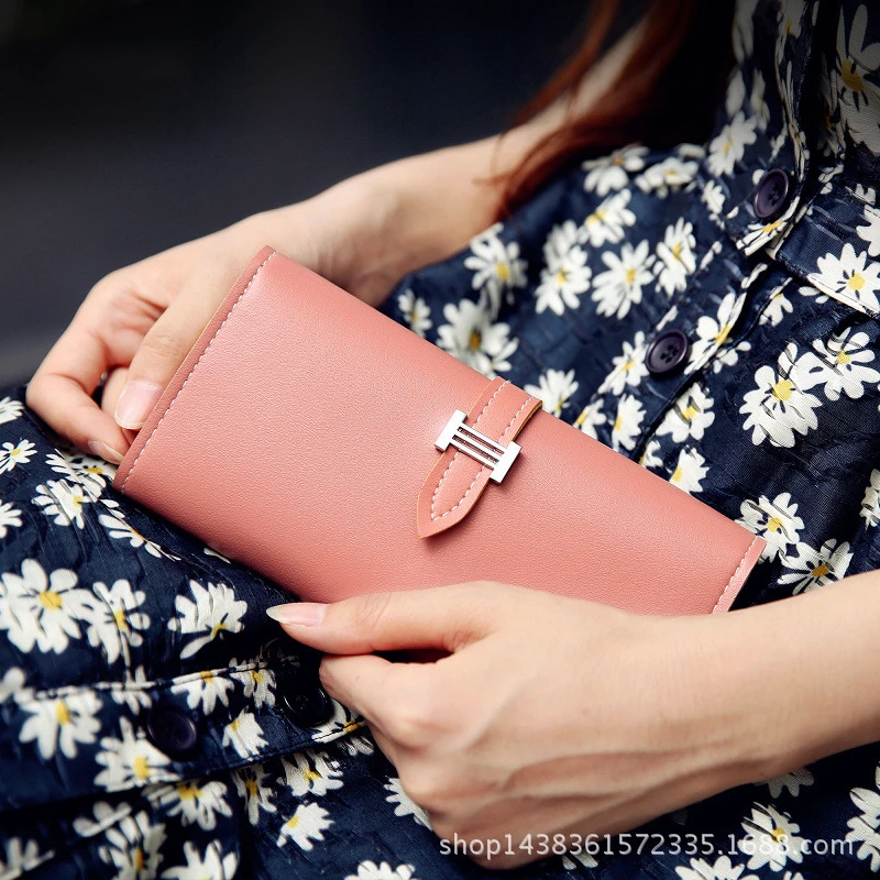 

fashion Pumping Belt PU leather women long wallet Large Capacity phone clutch solid 2019 new high quality coin coin pocket purse