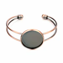 1Pc 20Mm Rood Koper/Rhodium/Verzilverd Ovale Armband Blanks Cabochon Base Trays Bezel Cabochon base Cameo Armband