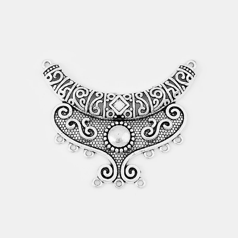 2pcs Antique Silver Large Charms Moon Shape Pendant Connector For Necklace Earring Jewelry Accessories Finding 63*52mm | Украшения и