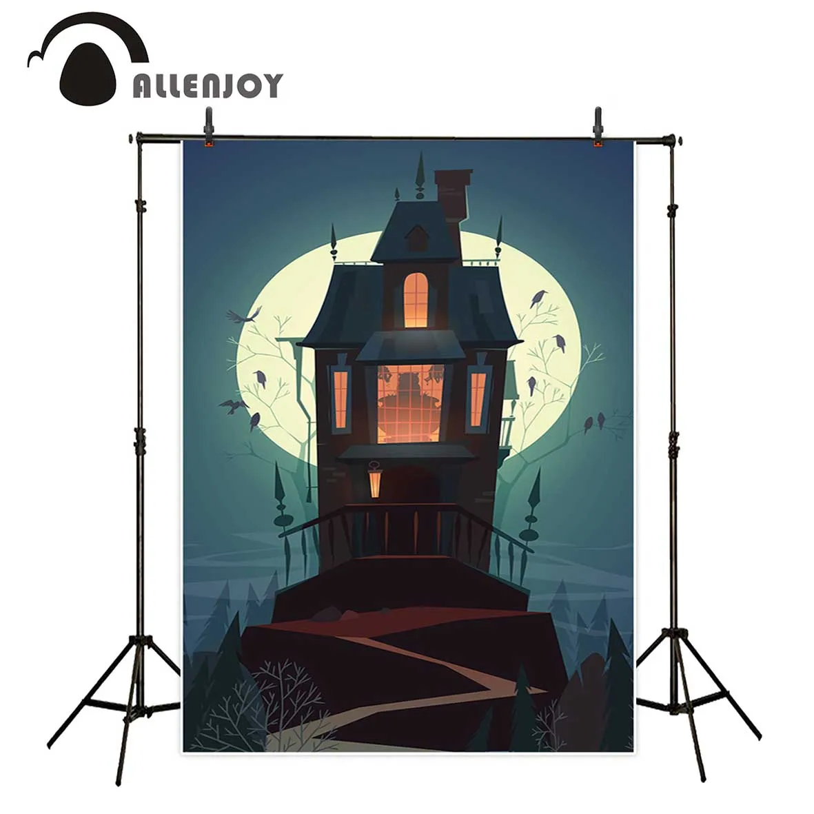 Allenjoy photo backdrops Night cartoon moon castle Halloween background photobooth newborn
