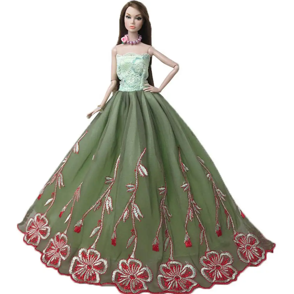 NK One Pcs Doll Princess Wedding Dress Noble Party Gown For Barbie Doll Accessories Handmake Outfit Best Gift For Girl' Doll JJ - Цвет: G