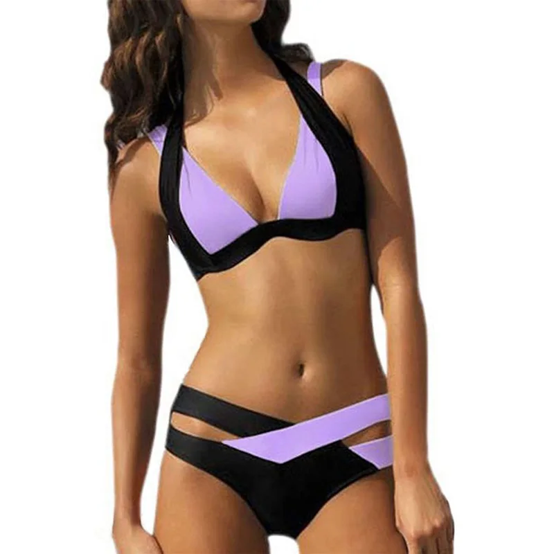 

Hot Ladies Split Swimwear Splice Color Sling Bikini Briefs Swimsuits for Summer Beach MCK99