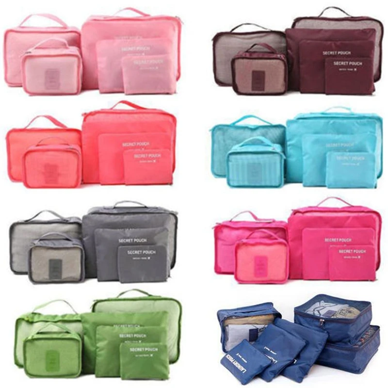 6 Pcs Waterproof Travel Clothes Storage Bags Luggage Organizer Pouch Packing