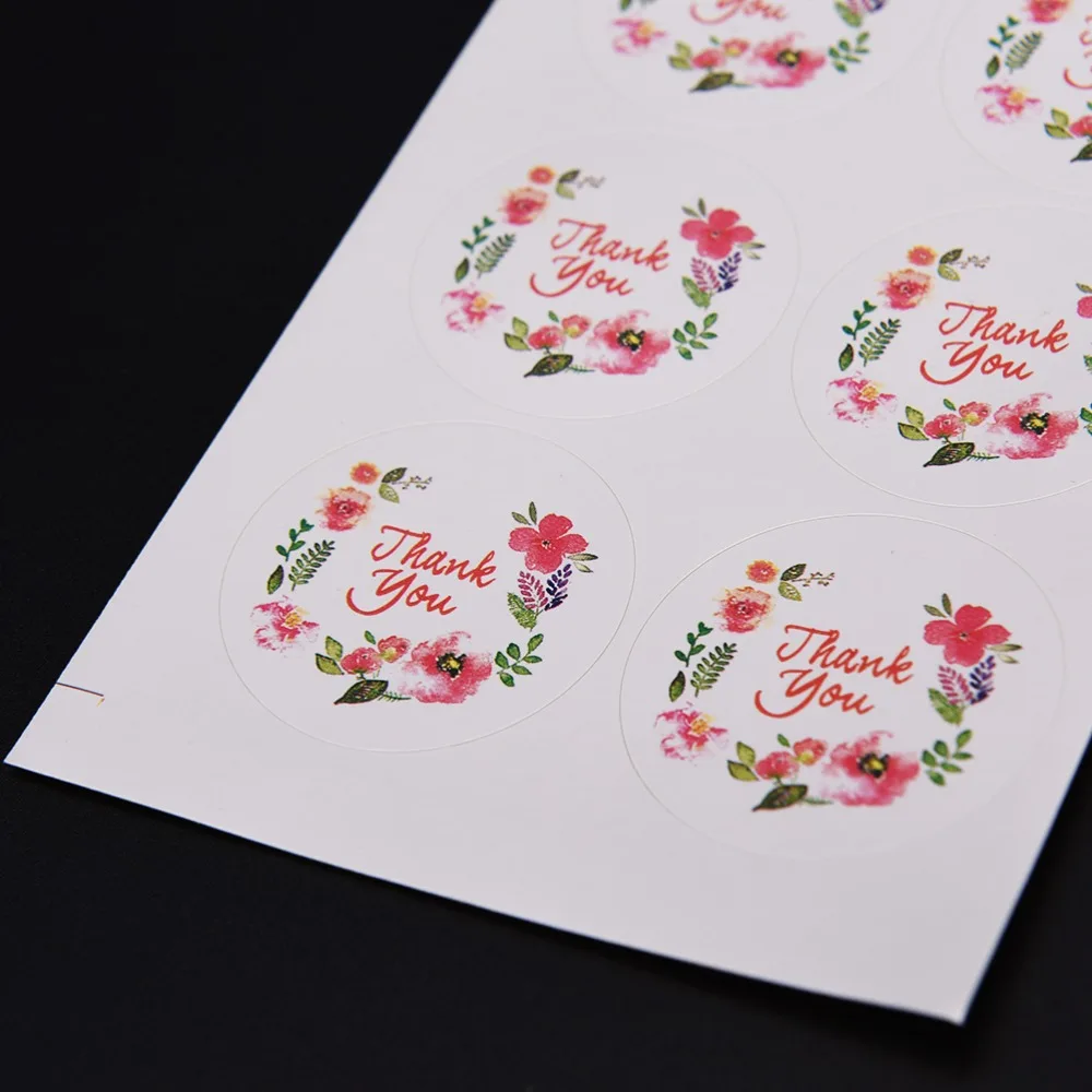 100PCS 3.5cm Flower Design Sticker Labels Creative Paper Stickers Thank You Sticker Seals Labels For Gifts