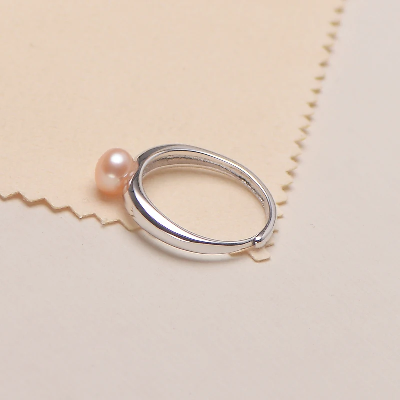 Модные кольца с натуральным пресноводным жемчугом для женщин, Простое жемчужное кольцо, элегантные регулируемые свадебные кольца - Цвет камня: pink pearl Ring