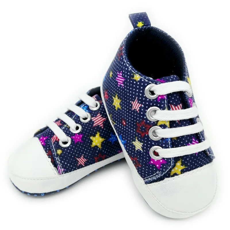 Детская обувь для малышей, нескользящая парусиновая Спортивная весенне-Осенняя обувь для новорожденных мальчиков и девочек, первые ходунки, мягкая детская подошва, кроссовки - Цвет: blue star