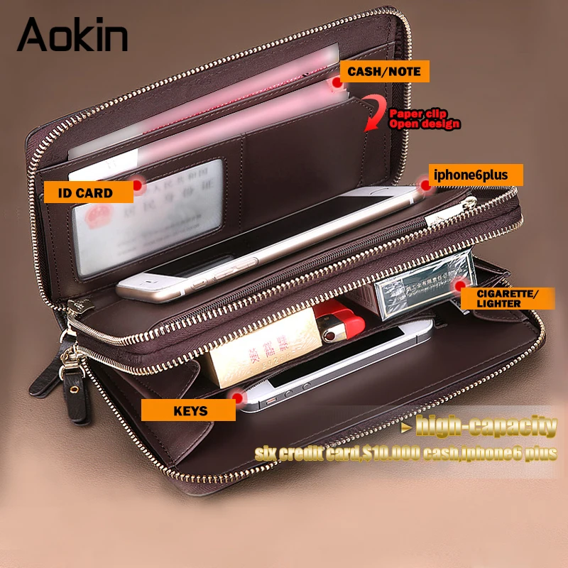 imágenes para Aokin Hombres de Negocios a Largo Billetera Doble Cremallera de Cuero Caja Del Monedero iPhone 7 7 Más Casos Para las Cajas Del Teléfono Móvil de Gran Capacidad imágenes para Aokin Hombres de Negocios a Largo Billetera Doble Cremallera de Cuero Caja Del Monedero iPhone 7 7 Más Casos Para las Cajas Del Teléfono Móvil de Gran Capacidad